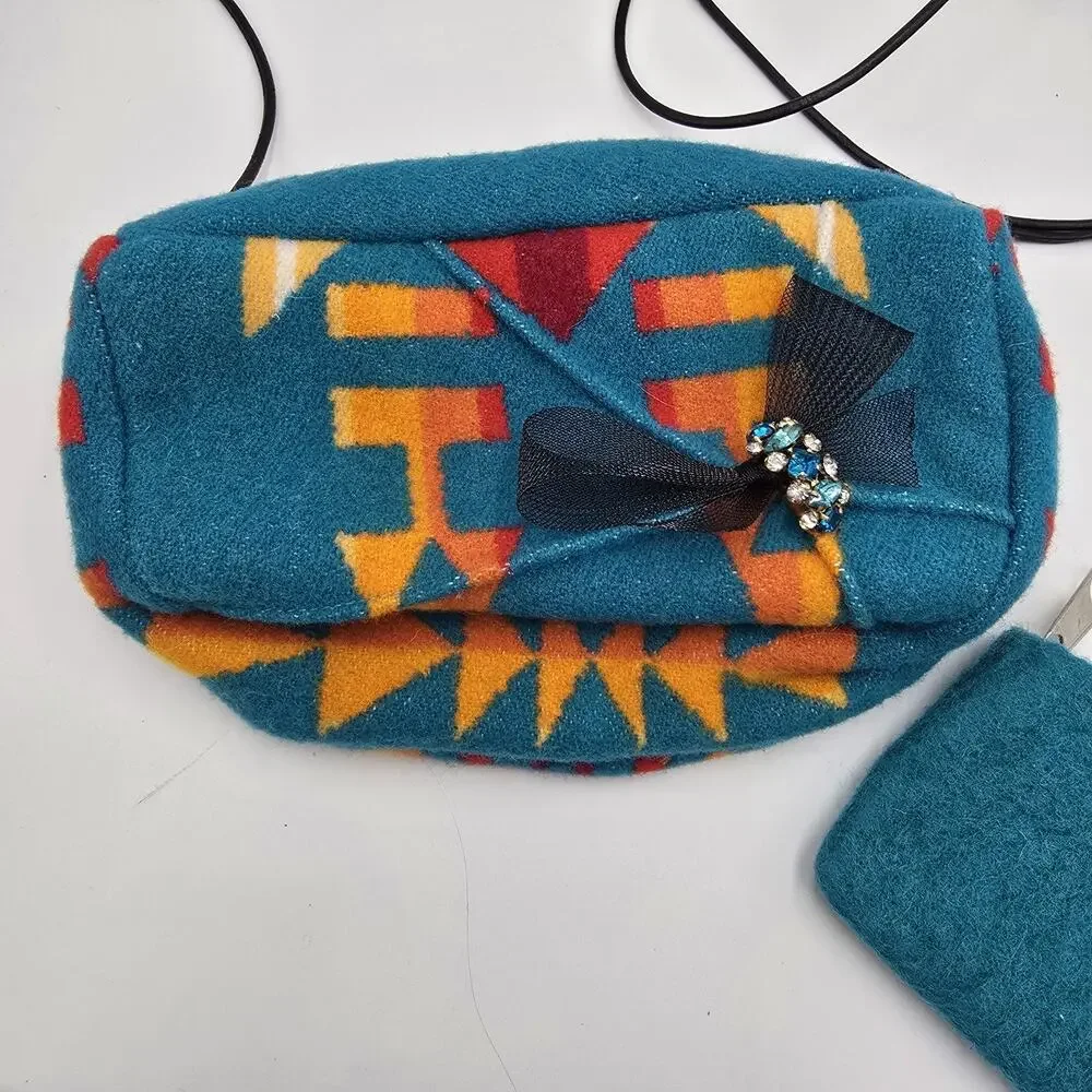 Upcycled Handmade Pendleton Crossbody Bag Purse Native Aztec Southwest Navajo